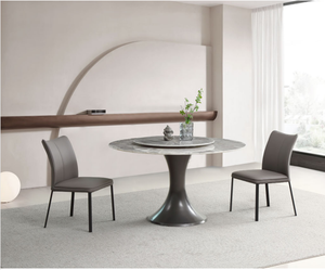 طاولة طعام حجرية عصرية مع كراسي لغرفة الطعام، أثاث بقاعدة معدنية، طاولة طعام رائجة - Product Image 2