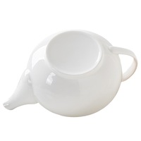 Service à thé minimaliste écologique blanc pur avec bordure dorée, 1 théière, 6 tasses, service en céramique moderne, en stock pour les hôtels