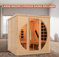 Sauna intérieur traditionnel canadien en bois de pruche, infrarouge lointain, pour 2 personnes, avec fauteuil inclinable