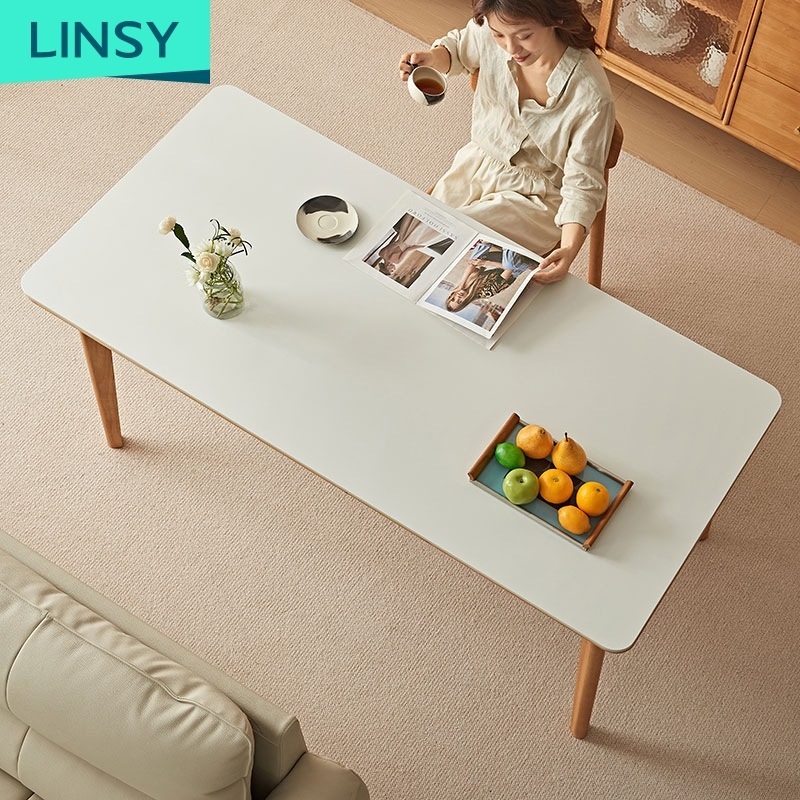 Modern Solid Wood Dining Table with Sintered Stone Top (6-Seater) - View 6
