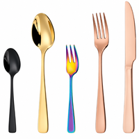 Lot de 4 couverts en acier inoxydable PVD Or Rose, Noir, Arc-en-ciel – Couteau, Fourchette, Cuillère, Cuillère à café – Vente en gros OEM ODM