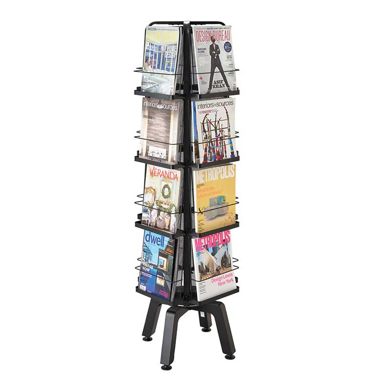 On Sale Rotating Magazine Rack Metal Construction & Multiple