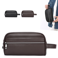 Tas Genggam Kulit PU Pria Pola Buaya Dompet Gelang 6 Slot Kartu Saku Ponsel Ritsleting Ganda Kapasitas Besar Anti Maling