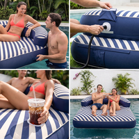 Matelas flottant et chaise longue gonflable de luxe en tissu pour piscine, personnalisable OEM, pour bord de piscine