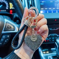 Nouvel arrivage Vintage femmes coeur pour l'amour complet diamant porte-clés voiture sac pendentif à breloque à la mode métal cristal strass