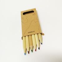 Boîte d'emballage en papier artisanal en bois durable, réutilisable, non toxique, portable, avec logo personnalisé Unionpromo, 6 crayons de couleur miniatures