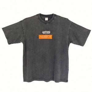 Design Cotton Custom DTG logo Tee Acid Washed Spray White T Shirt Print T-shirt - Product Image 3