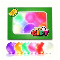 Nouvelle tendance, boîte cadeau transparente avec couvercle, lot de 6, lumière nocturne activée, multicolores, brillent dans le noir, logo personnalisé imprimé UV, balles de golf LED