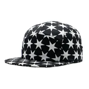 יוניסקס אופנה מותאם אישית 5 פנל מחנה שווי כל רחבי מודפסים כוכב Snapback כובע