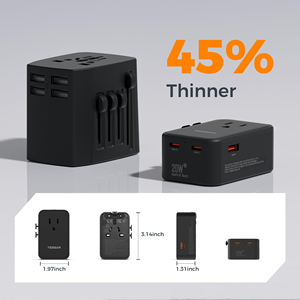 <span class=keywords><strong>TESSAN</strong></span> 20W Internationaler Stromadapter, Ultraflacher Universal-Reiseadapter mit 2 USB-C und 1 USB-A, Reiseadapter für weltweite Steckdosen - Product Image 3