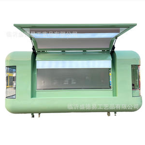 Carrito de Comida con Diseño de Ala, Ventana Grande, Cafetería Móvil Metálica, Bar para Brochetas de Frutas y Verduras, Té con Leche - Product Image 5