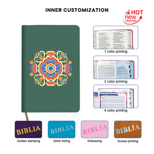 Nhà Máy Trực Tiếp Bán Hàng Christian Nghiên Cứu Kinh Thánh In Ấn Có Thể Tái Chế <span class=keywords><strong>Handmade</strong></span> Thánh Kinh Thánh Chữ Thập In Ấn Màu Xanh Lá Cây PU Da Bìa - Product Image 5