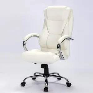 Cadeira de móveis de costas altas, cadeira de escritório para escritório, cadeira branca ergonômica de couro