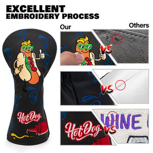 Latest Design Embroidery Funny Pattern <b>Golf</b> Club <b>Head</b> <b>Covers</b> Pu Leather <b>Golf</b> Driver Headcover - Product Image 3