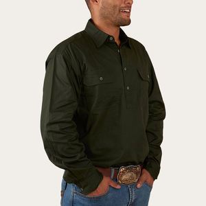 Seragam Grosir Atasan Denim Vaquero Cowboy Hi Vis Pakaian Western Apparel Custom Mekanik Snap Pearl Kemeja Western - Product Image 4