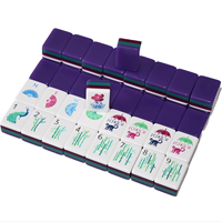 Jeu de Mahjong en Acrylique Sandwich, Motif Paon et Singe Coloré, pour Soirées Familiales et Fêtes