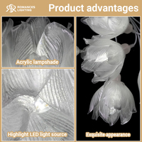 Décoration de fête de mariage, lumière suspendue au plafond, forme de fleur en acrylique, luminaire suspendu LED pour la décoration d'événements de mariage
