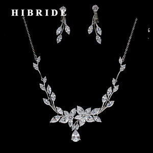 HIBRIDE di lusso a forma di foglia di cristallo gioielli da sposa per le spose donne accessori di gioielli da sposa da ballo di nozze Set di N-243 Bijoux - Product Image 2