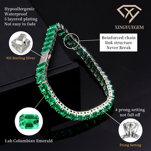 Laboratorio smeraldo collumbian <span class=keywords><strong>bracciale</strong></span> smeraldo, 5*7mm 925 argento personalizzabile <span class=keywords><strong>bracciale</strong></span> lunghezza - Product Image 3