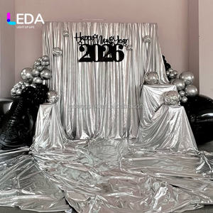 LEDA New Arrival Elegant Silver Drapery Stage Wedding Curtain Spandex Fabric <b>Party</b> <b>Decoration</b> for Events - Product Image 1