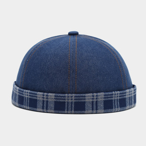 Nouvelle Arrivée HZM-26122 Casquette de Baseball Sans Visière Tendance Urbaine à Motif Écossais et Détails en Coton - Product Image 4