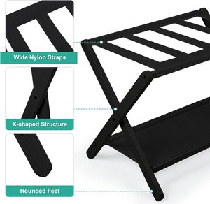 Support de rangement pour bagages en bambou, porte-bagages pliable pour chambre d'amis, armoire, support de valise avec étagère de rangement, meubles de maison - Product Image 3