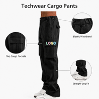 Pantalon cargo homme sur mesure OEM 100% polyester anti-plis taille mi-haute multi-poches Techwear élastique coupe droite noir pour le travail