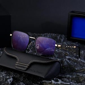 Polo Haus Lunettes de soleil carrées pour hommes, monture noire, verres PC, protection UV400, style Instagram, design à la mode - Product Image 1