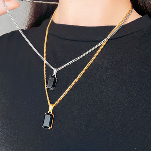 จี้อัญมณีสีดำนิลสีดำหรูหราเครื่องประดับทำจากสแตนเลส18K จี้หินธรรมชาติสไตล์บูติก - Product Image 6
