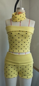 Completo da donna alla moda 2026: Completo estivo Y2K a pois due pezzi, top corto senza spalline e pantaloncini, loungewear casual streetwear - Product Image 6