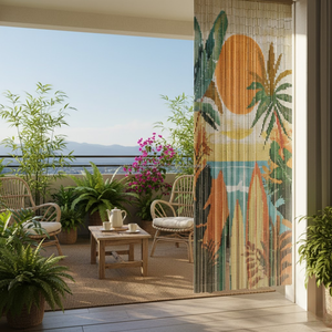 Cortina Vertical de Bambú con Cuentas, Hecha a Mano en Vietnam, Diseño Bohemio Personalizado, Decoración para Ventanas Octogonales, Se Acepta OEM - Product Image 5