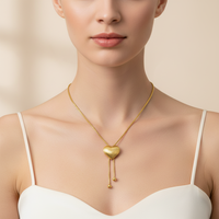 Collier chaîne en acier inoxydable plaqué or, style européen et américain, en forme de cœur, pour femme, idéal comme cadeau