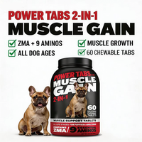 Complément alimentaire pour chiens de grande race, chiots et chiens adultes, à haute teneur en protéines, pour la croissance musculaire et la prise de masse, sous forme de friandises molles.