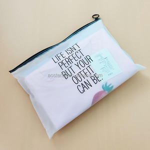 Vòng tròn màu đen vòng nhựa Frosted dây kéo túi kích thước khác nhau may đóng gói Frosted Matt các loại nhựa đóng gói quần áo túi - Product Image 4