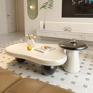 Tavolino da Caffè in Legno Moderno Minimalista Lussuoso Unico Elegante Ecologico Bianco Nuvola <span class=keywords><strong>Arredamento</strong></span> Soggiorno - Product Image 4