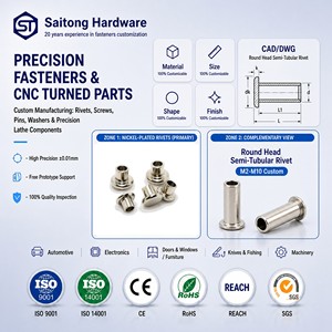 Maßgefertigte Saitong Flachkopf-Edelstahlmutter M3 ISO Sicherungsmutter für Schwerindustrie, Automobil, Bergbau, Öl & Gas Montage - Product Image 1