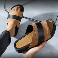 Sandales et Claquettes en Cuir Deran OEM pour Hommes, Modèle Birkenstyle, Plates, Décontractées pour l'Été, Intérieur et Extérieur