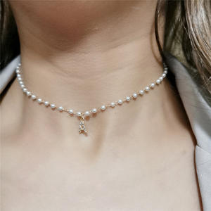 Collar Colgante <span class=keywords><strong>con</strong></span> Letras Iniciales <span class=keywords><strong>de</strong></span> Acero Inoxidable, Collar <span class=keywords><strong>con</strong></span> Perlas Simuladas, Joyería para <span class=keywords><strong>Mujer</strong></span> - Product Image 3