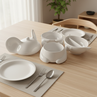 Service de vaisselle en mélamine HCMA, compatible lave-vaisselle, motifs 3D de dessins animés, assiettes et bols pour restaurants, hôtels, traiteurs et cantines