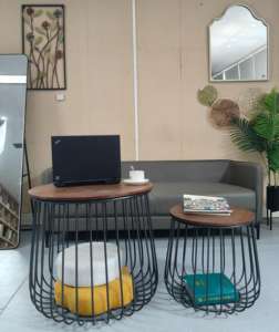 Cesta de decoración de línea moderna con tapa de madera, juego de <span class=keywords><strong>mesa</strong></span> de centro de piedra de mármol <span class=keywords><strong>convertible</strong></span> para sala de estar, comedor, dormitorio, villas, apartamento - Product Image 3