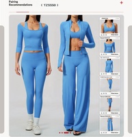 SHINBENE Atasan Yoga Tanpa Lengan Setengah Bahu Celana Fitness Lebar Longgar 2pcs Set Pakaian Olahraga Kasual Model Drape