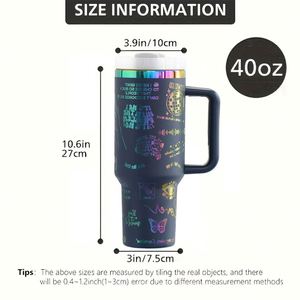 Powder Coated Insulated Stainless Steel Cup 40oz Travel Tumbler With Lid Beer Mug With Handle and <b>Straw</b> - Product Image 3