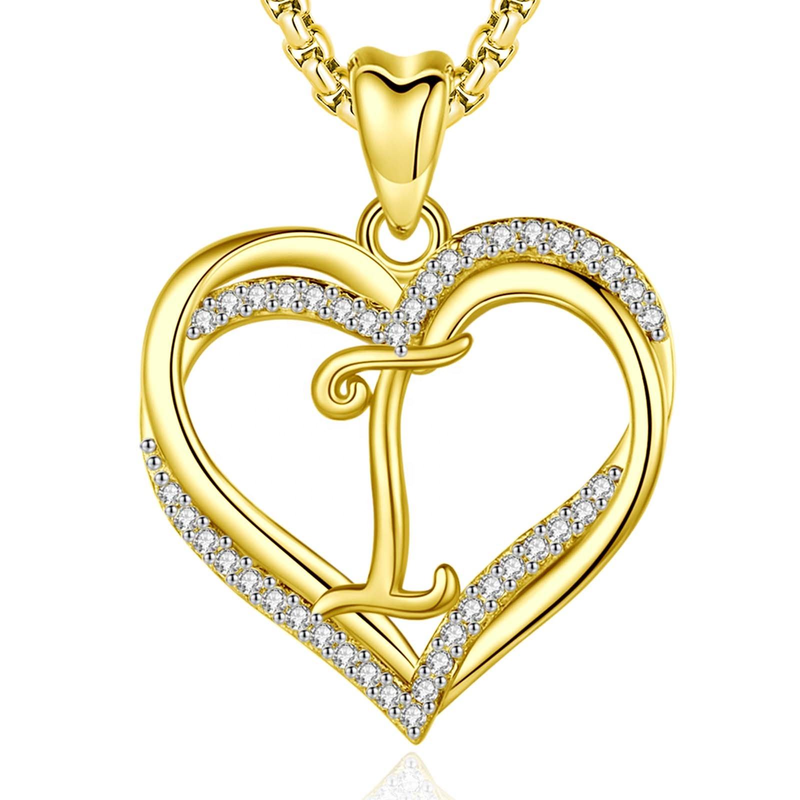 Wholesale 18K Gold Plated Initial Letter Dainty Pendant Necklace