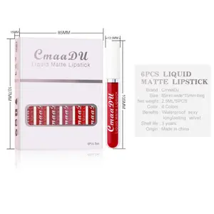 Cmaadu lipstik Matte, Lip Gloss Matte tahan lama, Kecantikan bibir anti lengket tahan air 6 buah/set