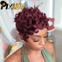 Peluca Chioma en Oferta # Peluca de Cabello Humano Natural Negro Corto con Frente de Encaje Transparente HD 99j 13x4, Peluca Rizada Estilo Pixie