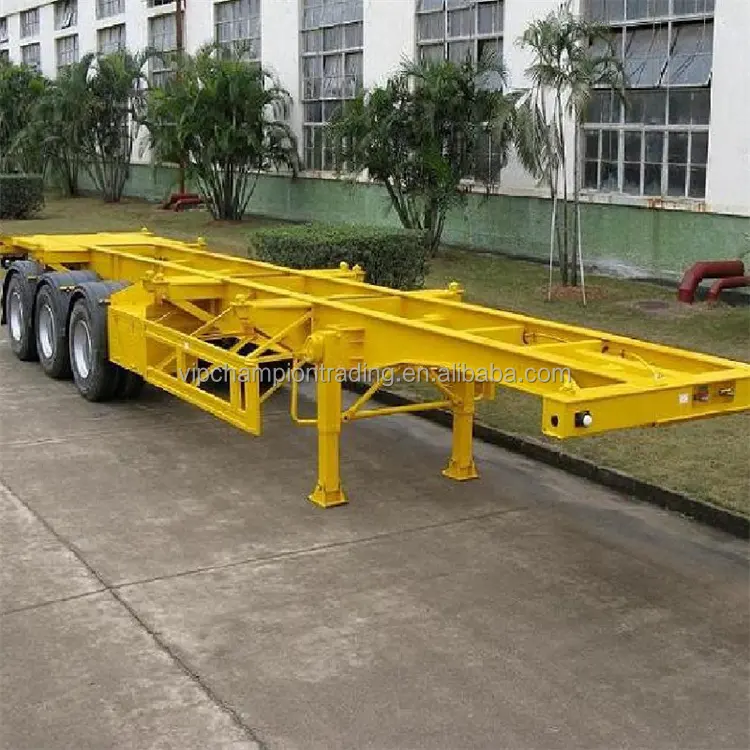 Nhiệm vụ nặng nề 3 trục 40ft Skeleton container Trailer để thực hiện container