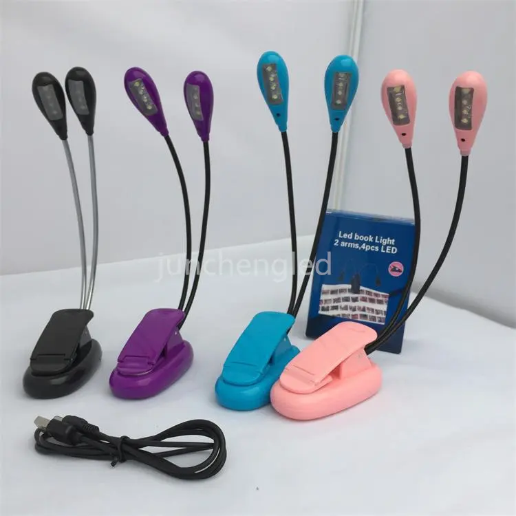 LED Rechargeable Portable Book Reading Light 1800K+2200K+3000K+3300K+5000K CCT Mode and Brightness adjustable Clip on Lamp