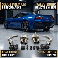 Tuyaux d'échappement Performance Valvetronic Catback pour Chevrolet Corvette C7 2014-2019 6.2L OEM SS304 Silencieux avec embouts en fibre de carbone