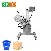 Ligne de production de pots cylindriques géants avec applicateur d'étiquettes adhésives pour sacs, tête d'étiquetage automatique pour bocaux ronds