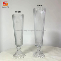Vase à fleurs en verre transparent pour décoration de table de mariage, centre de table, vase à fleurs ondulé, support pour mariage